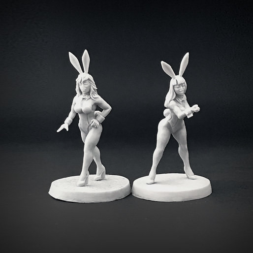 Bunny Girls 02 miniatures, 28 mm fantasy pin-up for pulp wargame or tabletop RPG