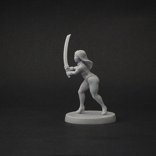Girl with Sword - miniature 28 mm, resin casting by Brother Vinni