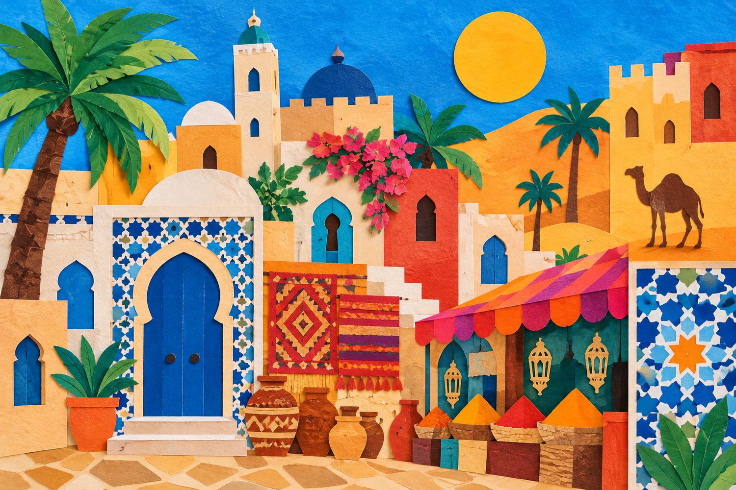 Atelier de collage – Scènes de vie du monde arabe