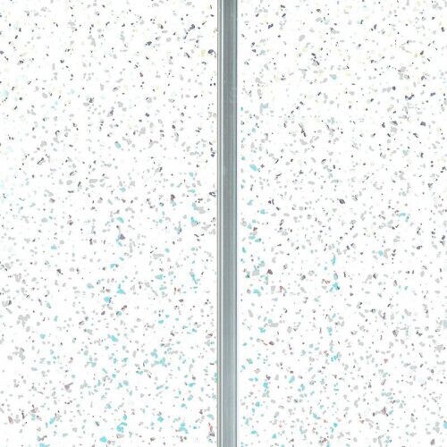 WHITE SPARKLE WITH SILVER V STRIPS  (250MM gloss pack of 5)