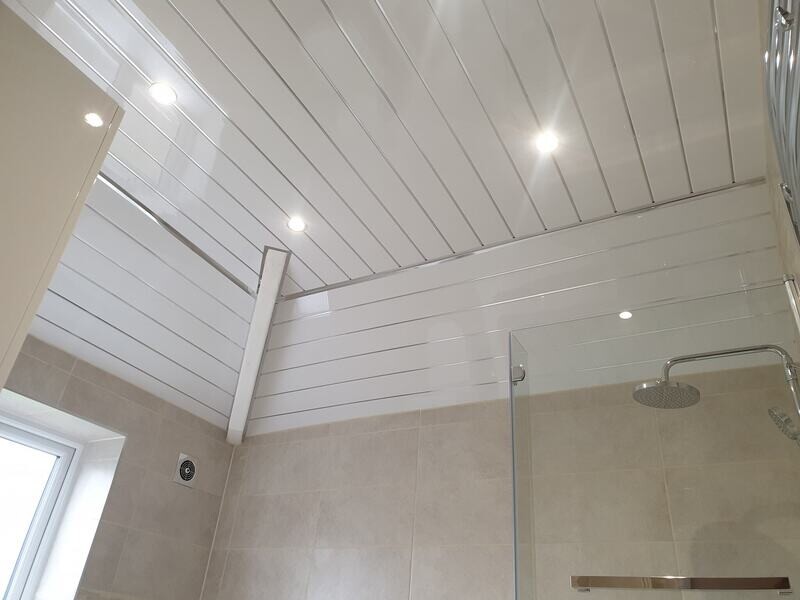 GLOSS WHITE WITH SILVER V STRIPS (250MM pack of 5)