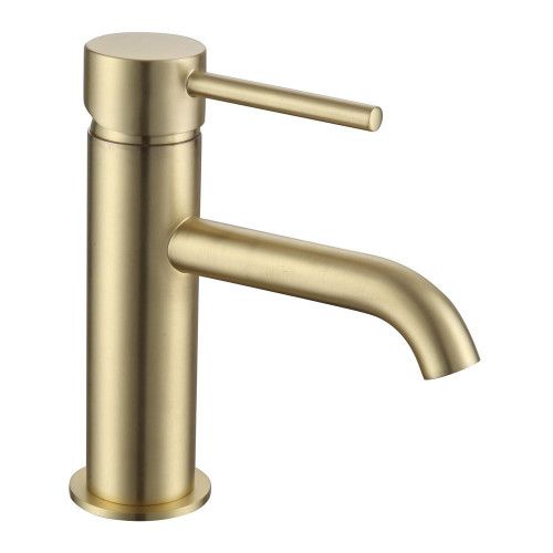 AVION BRUSHED BRASS BASIN MIXER &amp; SLOTTED SPRUNG WASTE