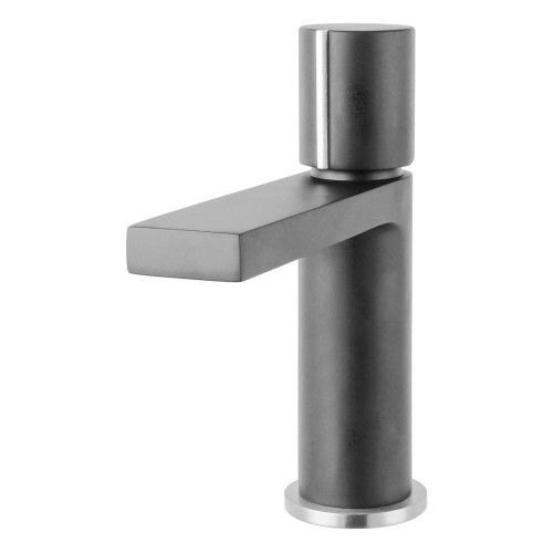 TOKYO MATT GREY BASIN MIXER &amp; SLUTTED SPRUNG WASTE