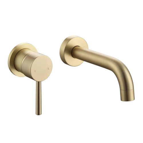 AVION BRUSHED BRASS WALL MOUNTED BASIN MIXER