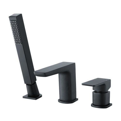 HYDRO MATT BLACK 3 TAP HOLE DECK MOUNTED BATH SHOWER MIXER