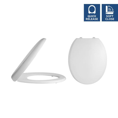 NUIE Luxury Round Quick Release Soft Close Toilet Seat, NTS006