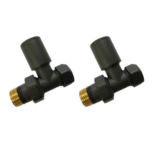 Round Anthracite Straight Radiator Valves (Pair) PO1537