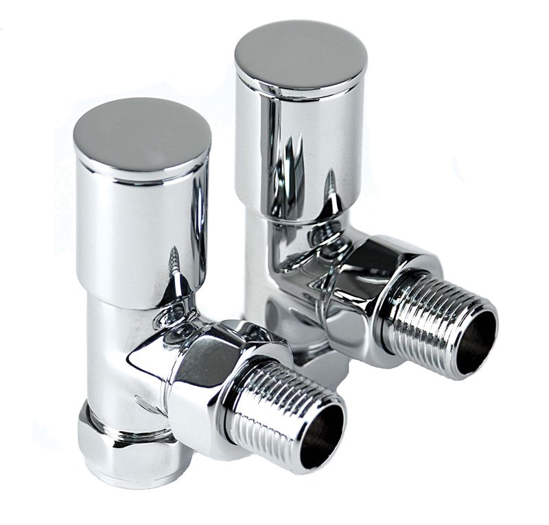 Round Chrome Angled Radiator Valves (Pair) POO609