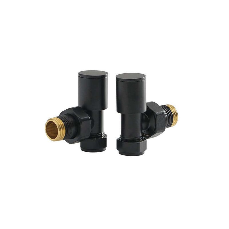 Round Anthracite Angled Radiator Valves (Pair)