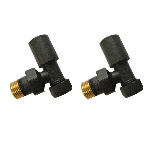 Round Black Angled Radiator Valves (Pair)