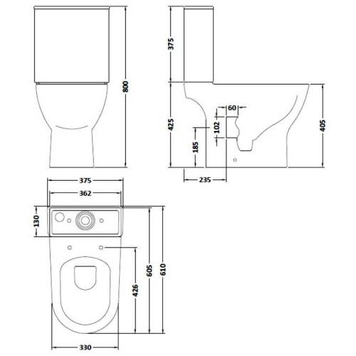 Freya Modern Rimless Short Projection Toilet + Soft Closing Seat NCG350