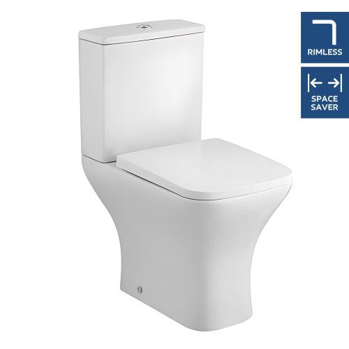 Nuie Ava Rimless Close Coupled Modern Toilet with Push Button Cistern &amp; Soft Close Toilet Seat NCG450