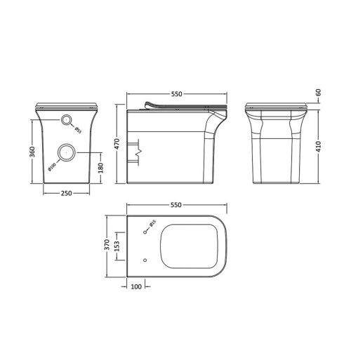 Nuie Ava Square Back To Wall Toilet & Soft Close Seat NCG506