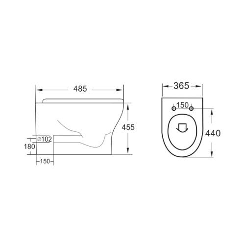 Deia Rimless Comfort Height Back To Wall Toilet & Soft Close Seat DEIA001
