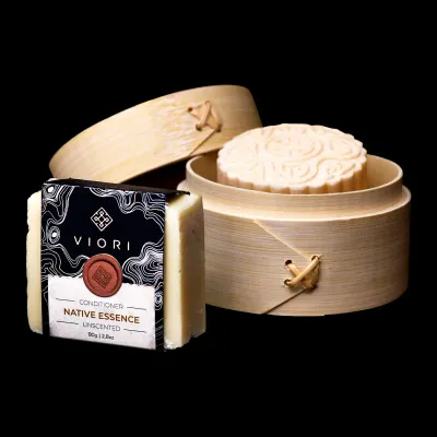 Native Essence Shampoo &amp; Conditioner Bar w/ Bamboo Holder (Unscented)