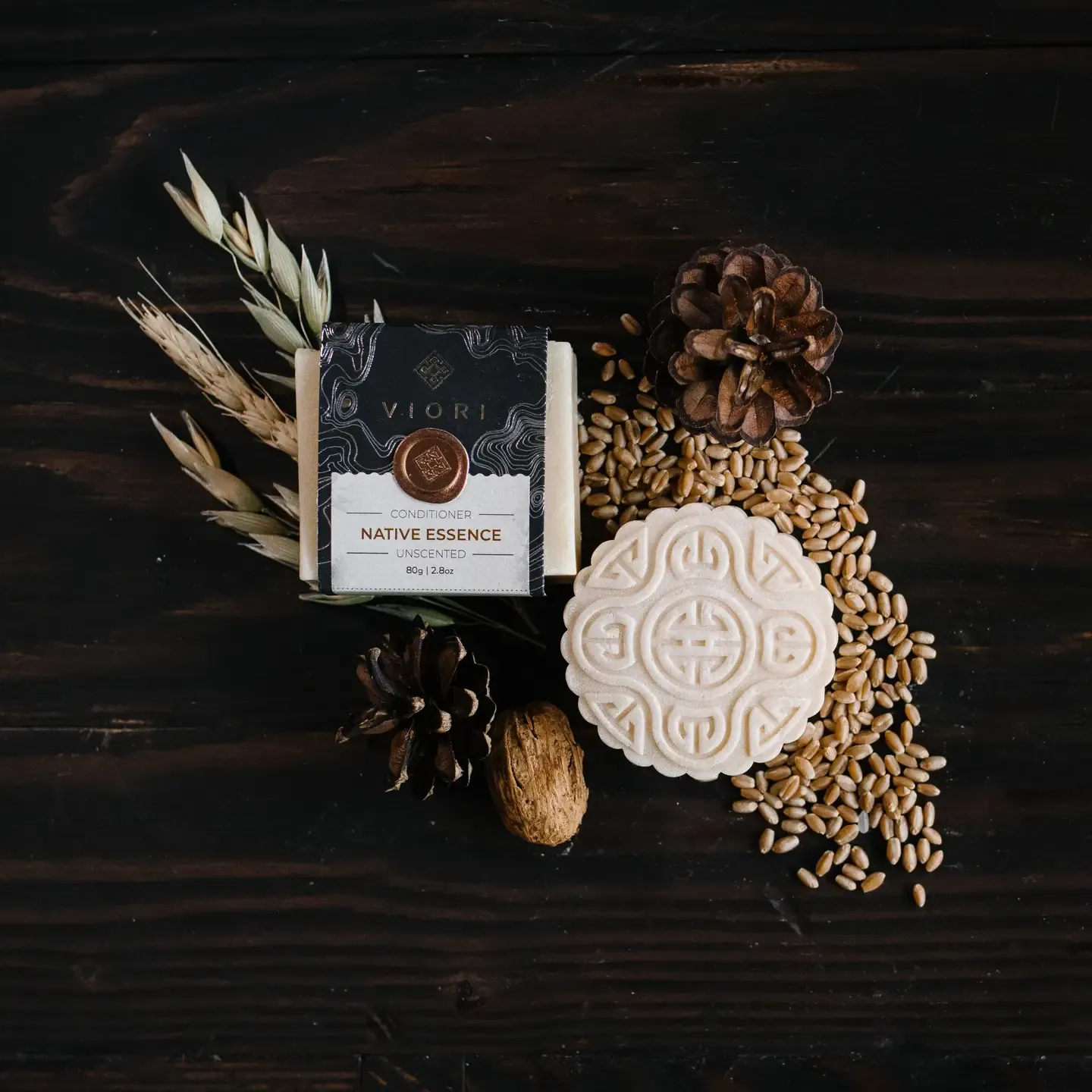 Native Essence Shampoo &amp; Conditioner Bar w/ Bamboo Holder (Unscented)