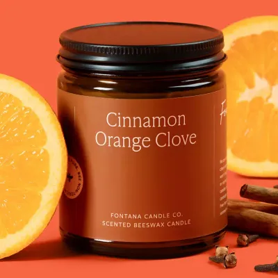 Cinnamon Orange Clove Beeswax &amp; Essential Oil Jar Candle