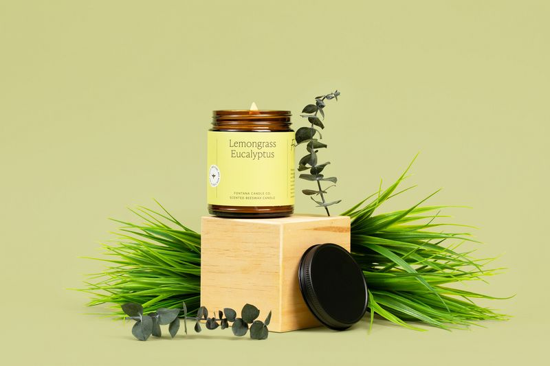 Lemongrass Eucalyptus Beeswax &amp; Essential Oil Jar Candle