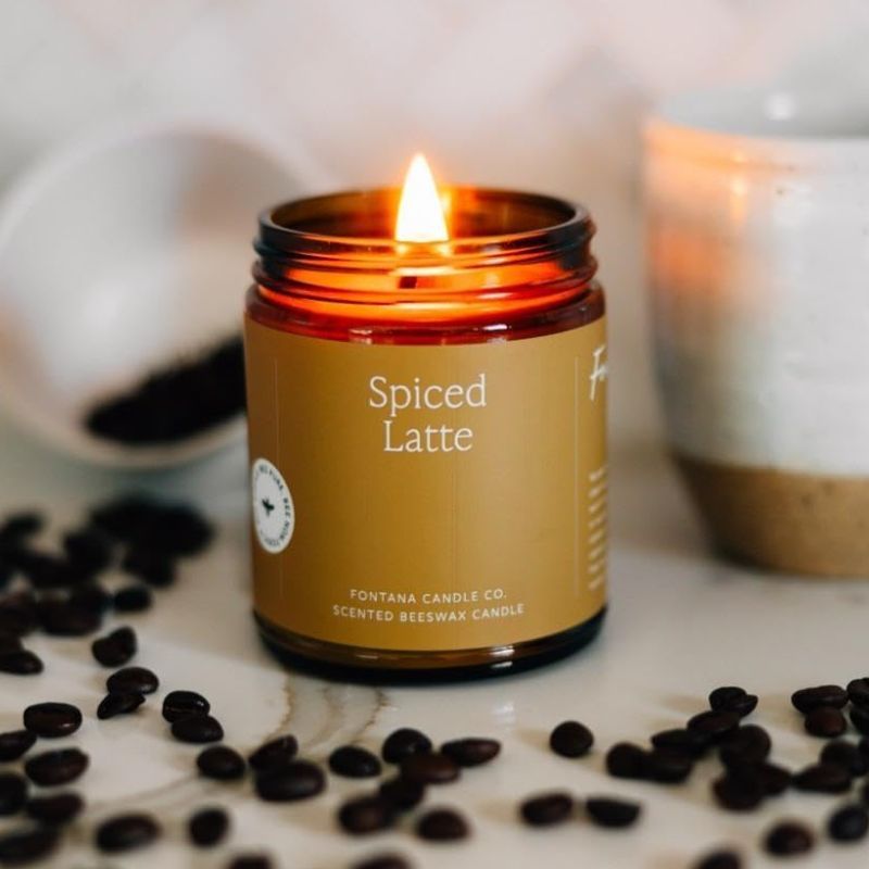 Spiced Latte Essential Oil Beeswax Jar Candle: Non-Toxic
