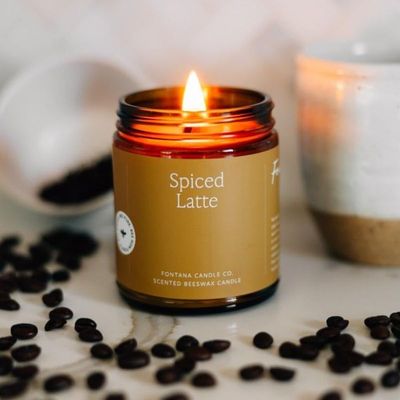 Spiced Latte Essential Oil Beeswax Jar Candle: Non-Toxic