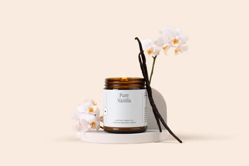 Pure Vanilla Essential Oil Beeswax Jar Candle: Non-Toxic