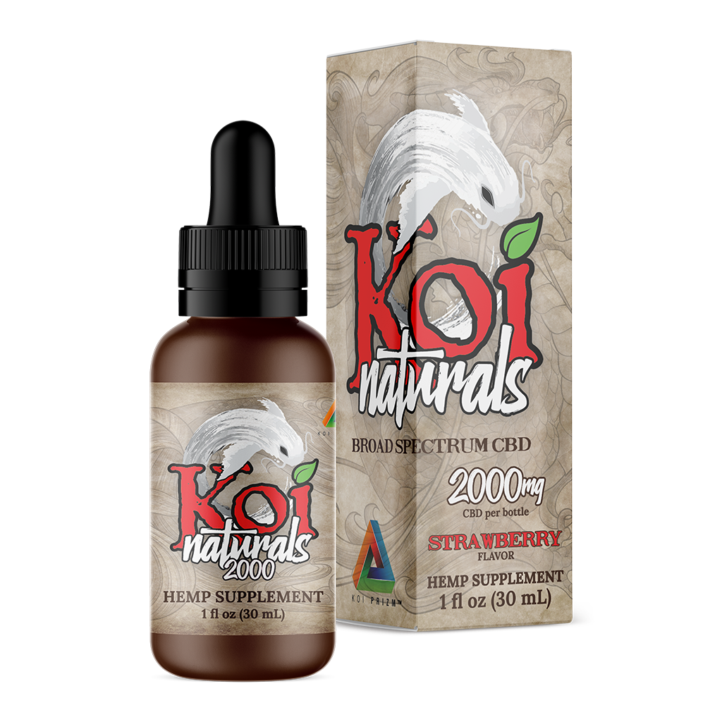 Koi Naturals Broad Spectrum CBD Tincture - Strawberry Flavor 2000mg