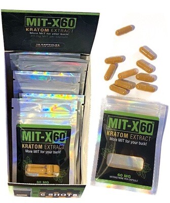 MIT-X 60 KRATOM EXTRACT CAPSULES (10 Capsule Packs)