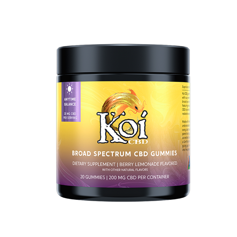 Koi Broad Spectrum CBD Gummies - Anytime - Berry Lemonade Flavor 20 Count