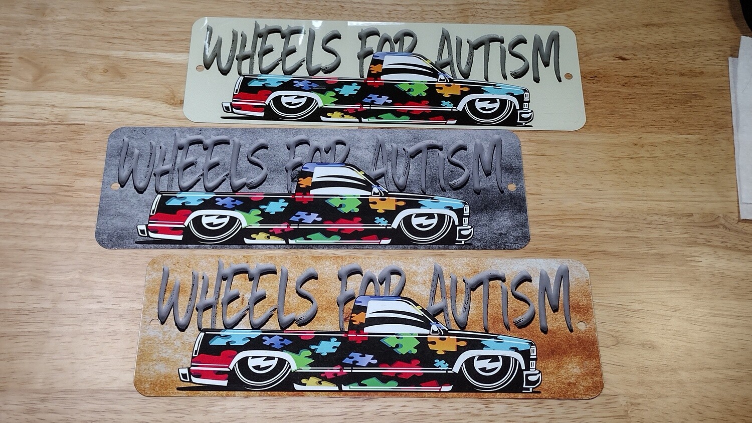 Wheels for Autism sign