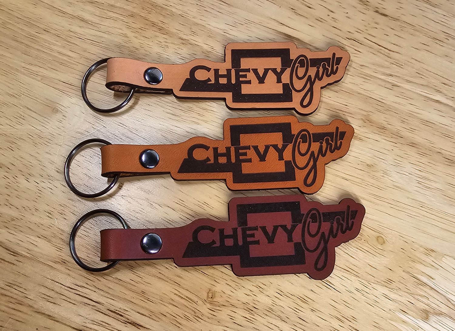 Chevy Girl Leather Keychain