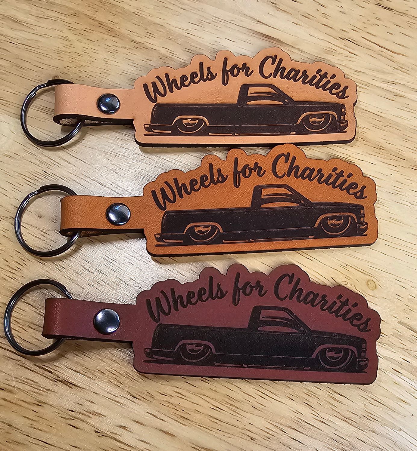 Wheels for Charities Leather Keychain