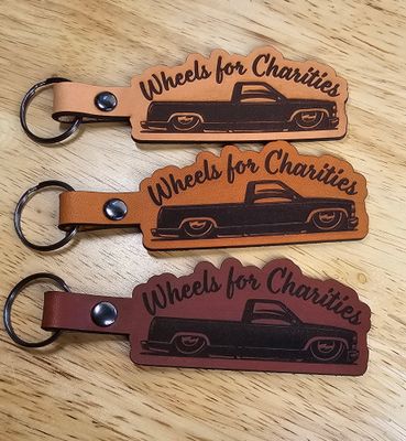 Wheels for Charities Leather Keychain