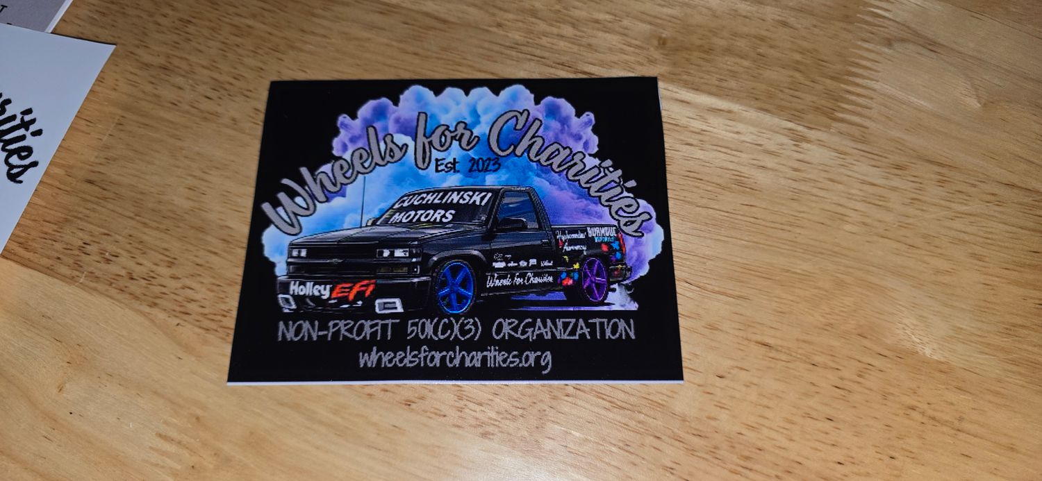 Wheels for Charities Burnout truck Sticker