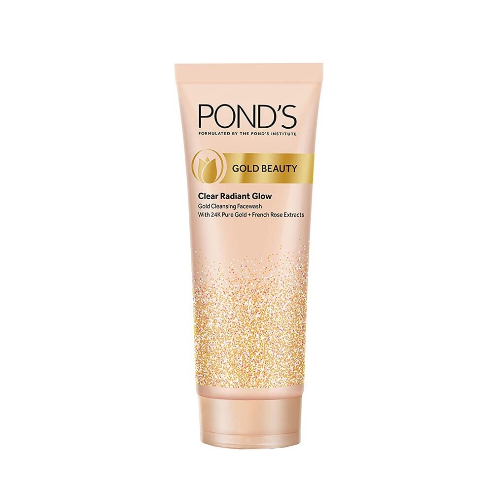 Pond&#39;s Gold Beauty Gold Cleansing Face Wash, 24K Pure Gold, French Rose Extracts - 100 g