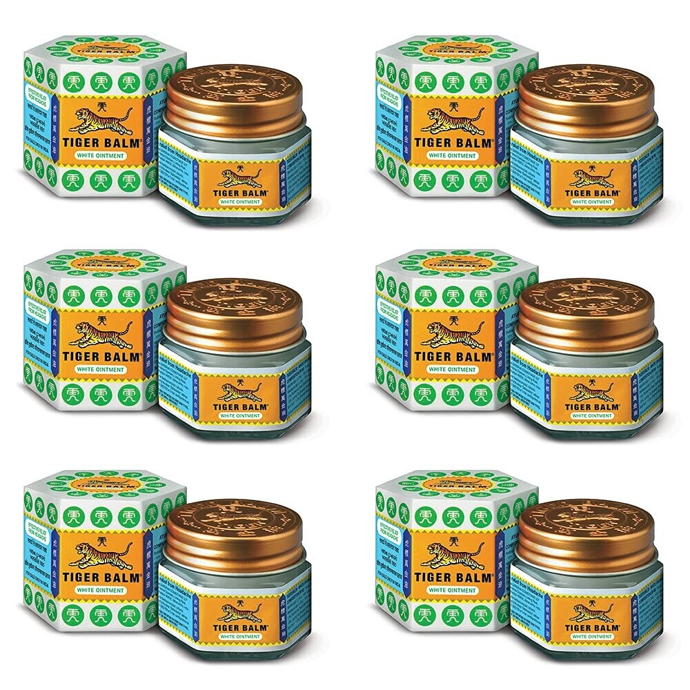 Tiger Balm White Ointment Relief From Headache, Stuffy Nose and Cold - 21ml (Pack of 6)