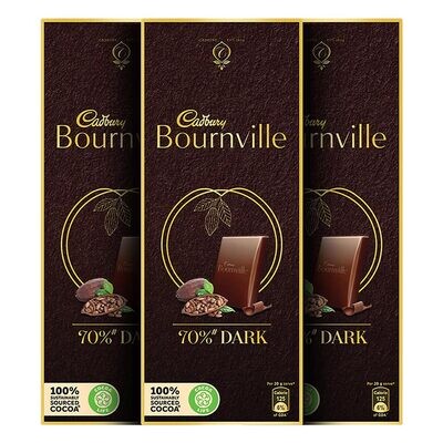 Cadbury Bournville Rich Cocoa 70% Dark Chocolate Bar - 80 G (Pack of 3)