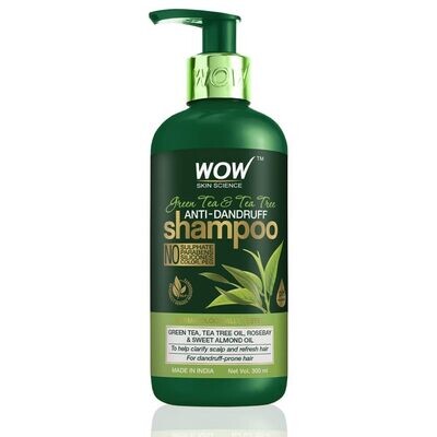 Wow Skin Science Green Tea and Tea Tree Anti-Dandruff Shampoo - 300ML