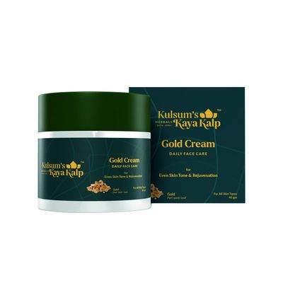 Kulsum&#39;s Kaya Kalp Herbals Gold Cream For Even Skin Tone &amp; Rejuvenation | Ideal For Men &amp; Women | With Gold | For All Skin Types | 500gm