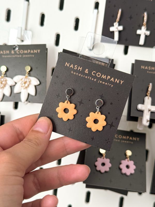 Silver Orange Small Earrings