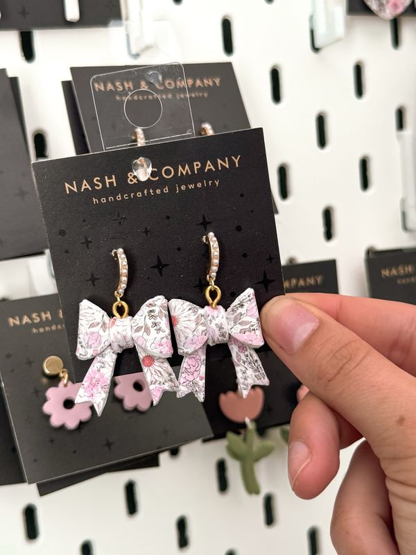 Peony Themed Bow Earrings