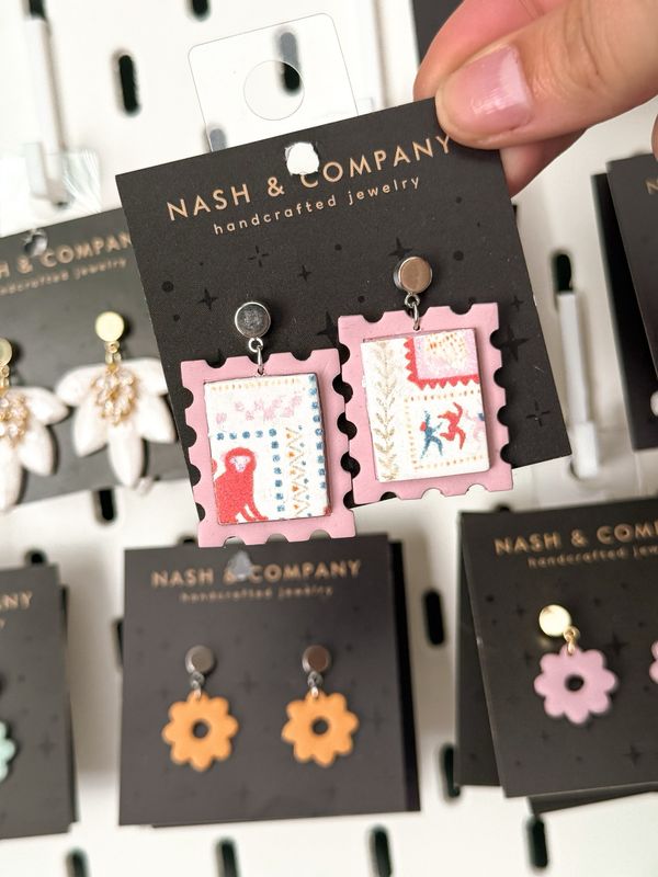 Vacation Stamp Earrings - SILVER