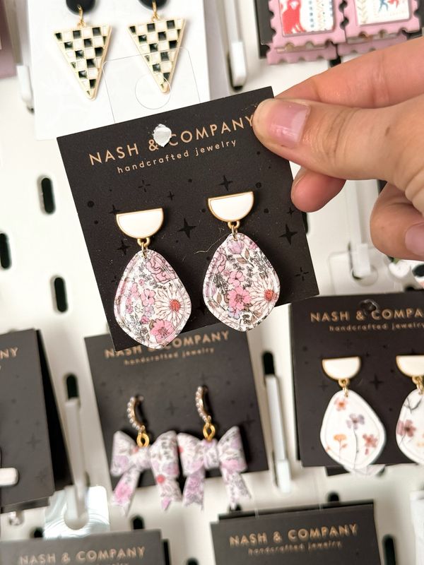 Peony Themed Moody Floral Earrings