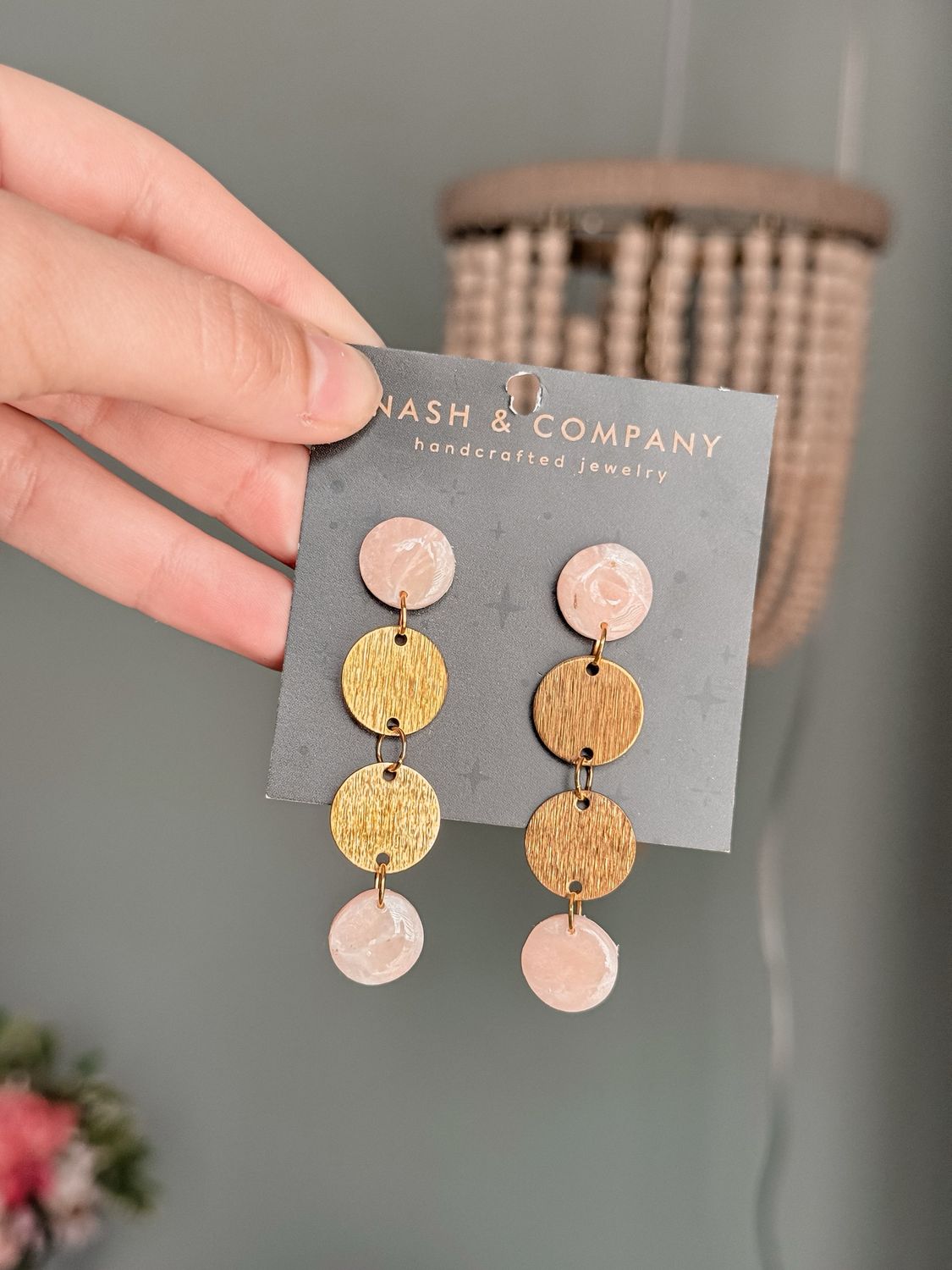 Pink Marble Earrings