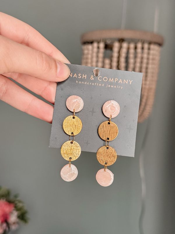 Pink Marble Earrings