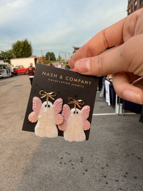 Orange/Pink Ghost Fairy Earrings