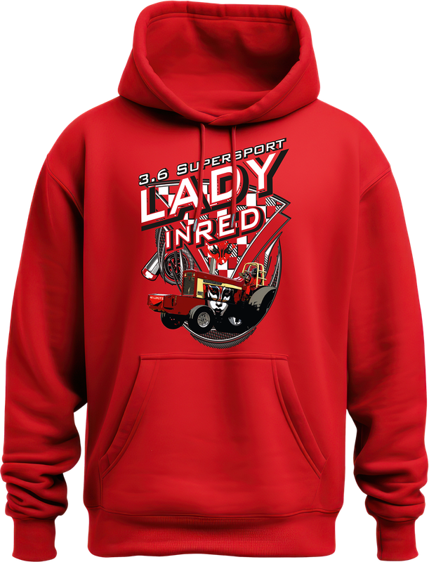 Lady in Red Hoodie - Tractorpulling Motorsport