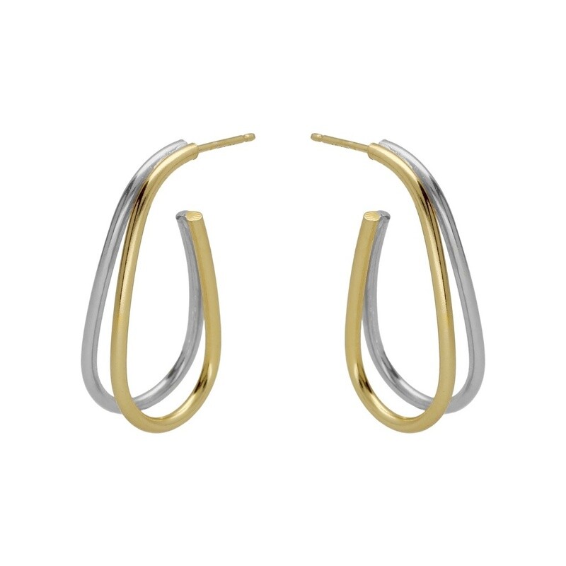 კოპენჰაგენი ორფეროვანი წაგრძელებული ფორმის ორმაგი რგოლის საშუალო საყურეები Victoria Cruz