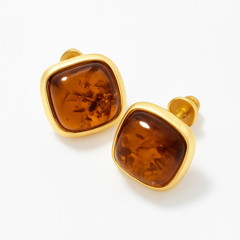 მოოქროვილი ქარვის საყურეები Eleora