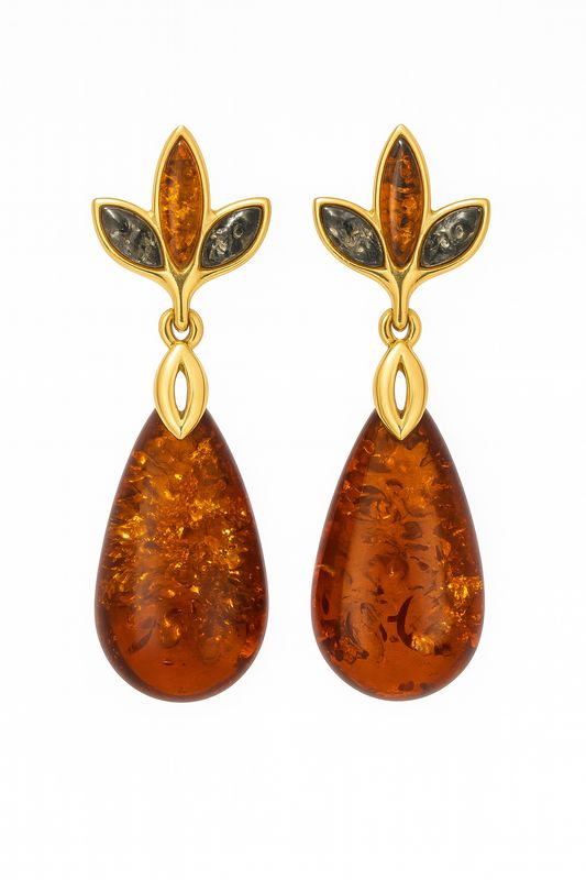 მოოქროვილი ქარვის საყურეები Daphne