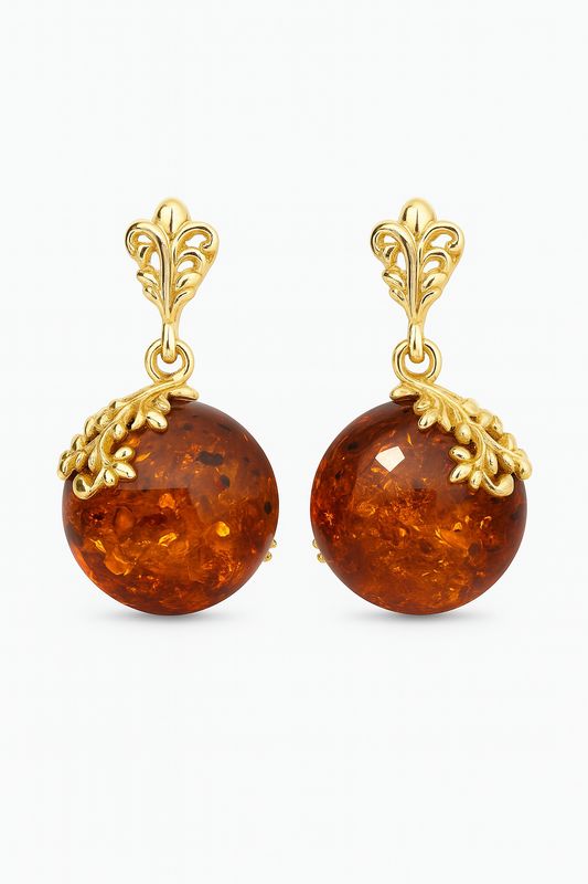 მოოქროვილი ქარვის საყურეები Lorea